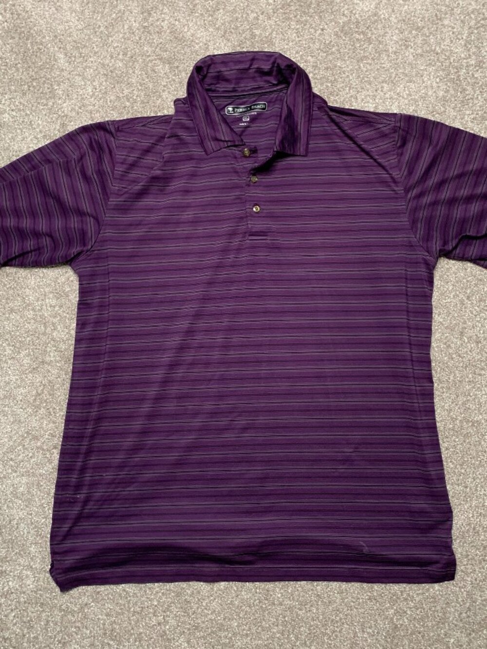 Pebble Beach Performance Mens XL Purple Striped Short Sleeve Golf Polo Shirt